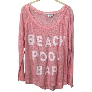 White + Warren Linen Beach Pool Bar Long Sleeve Top Size XS In Coral Pink